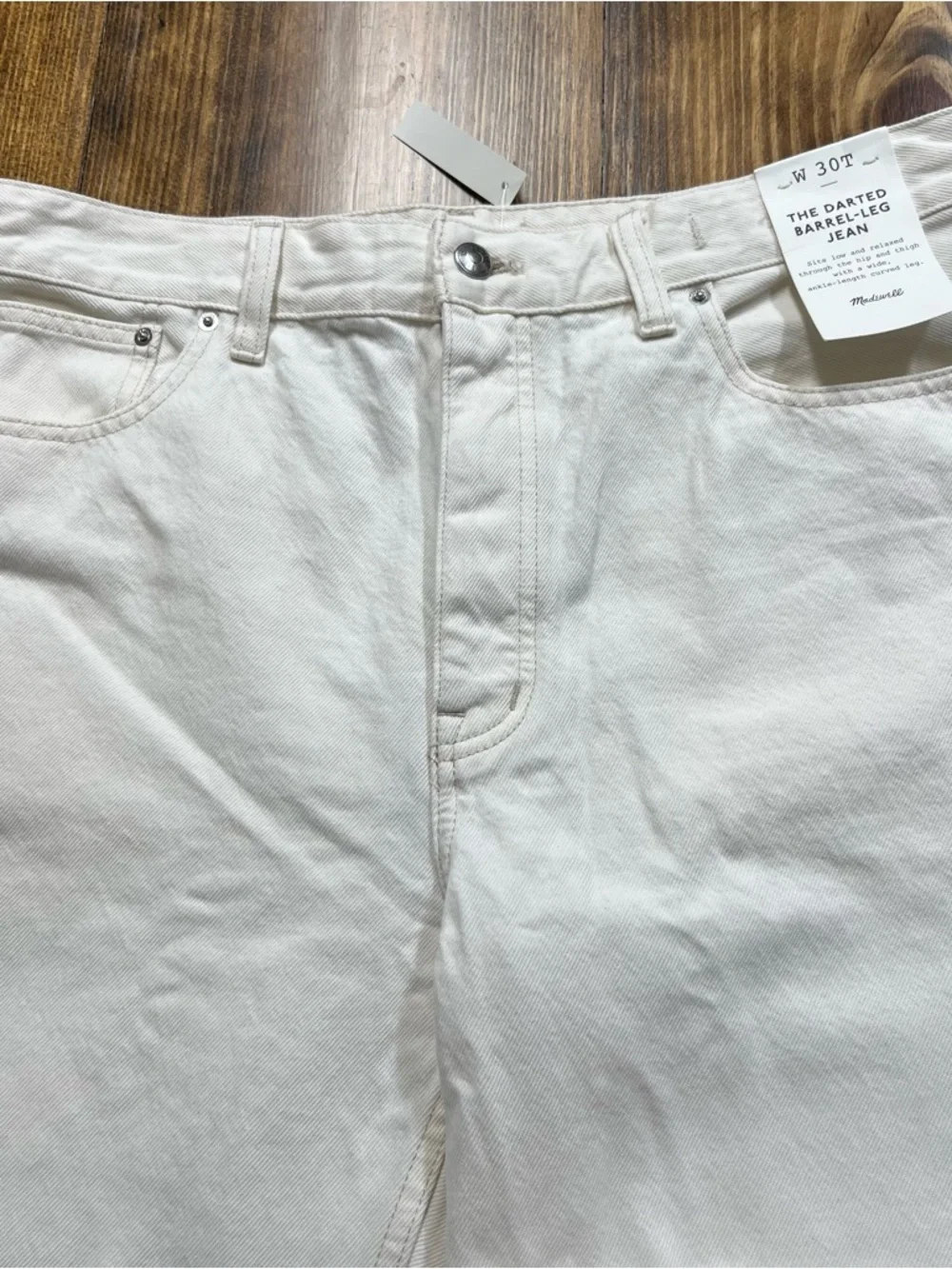 Madewell The Tall Darted Barrel Leg Jean Vintage Canvas Cream White Size 30 Tall